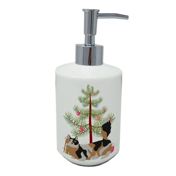 Carolines Treasures CK4658SOAP 7 x 3.5 in. Unisex Munchkin No.3 Cat Merry Christmas Ceramic Soap Dispenser