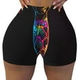 thumbnail image 2 of Zufioo Neon Psychedelic Giraffe High Waist Yoga Shorts for Women Tummy Control Fitness Athletic Workout Running Shorts Women's Biker Shorts-X-Large, 2 of 8