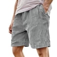thumbnail image 2 of Mens Retro Corduroy Shorts Summer Casual Adjustable Elastic Waist Solid Color Comfortable Trousers with Pockets Grey XXXL, 2 of 5