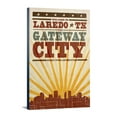 thumbnail image 1 of Laredo, Texas, Skyline and Sunburst Screenprint Style, (12x18 Wrapped Canvas, Wall Decor, Artwork), 1 of 5