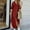 Wine, variant on Womens Chic Button Down Dress Rolled-Up Long Sleeve V Neck Cotton Slit Shirt Dresses Blouse Maxi Dress