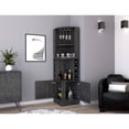 thumbnail image 2 of Gray Corner Cabinet with 12 Wine Glass Holder and Side Doors - Ideal for Wine Storage, 2 of 2