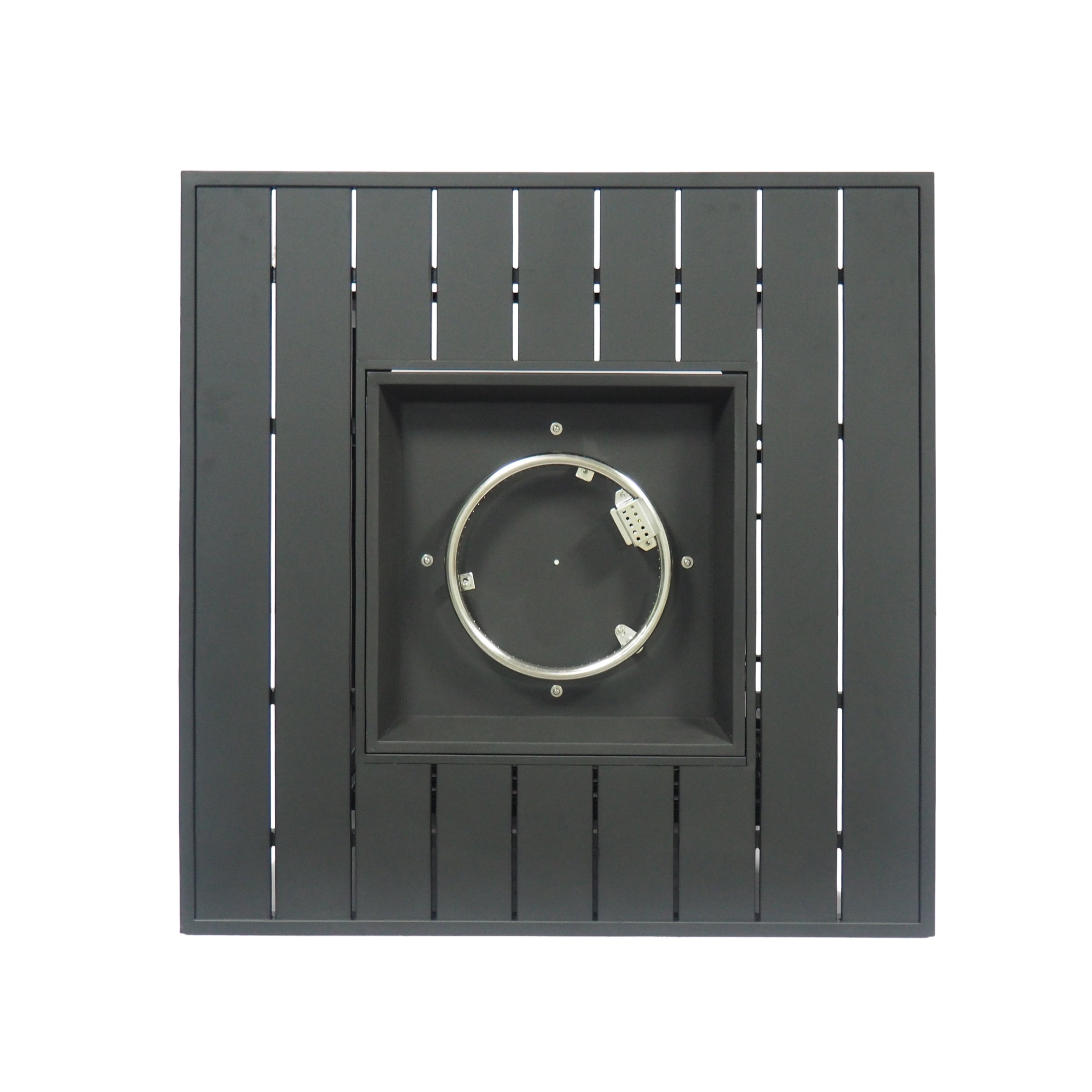 Noble House Rene Outdoor Square Iron Fire Pit in Matte Black