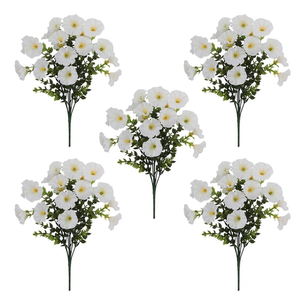 5PC Outdoor Artificial Flowers Realistic And Morning For Outdoor Decor And Arrangements