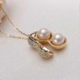 thumbnail image 3 of Women Crystal golden Necklace White Pearl golden peanut Pendant necklace Jewelry Sweater Chain,1pc, 3 of 4