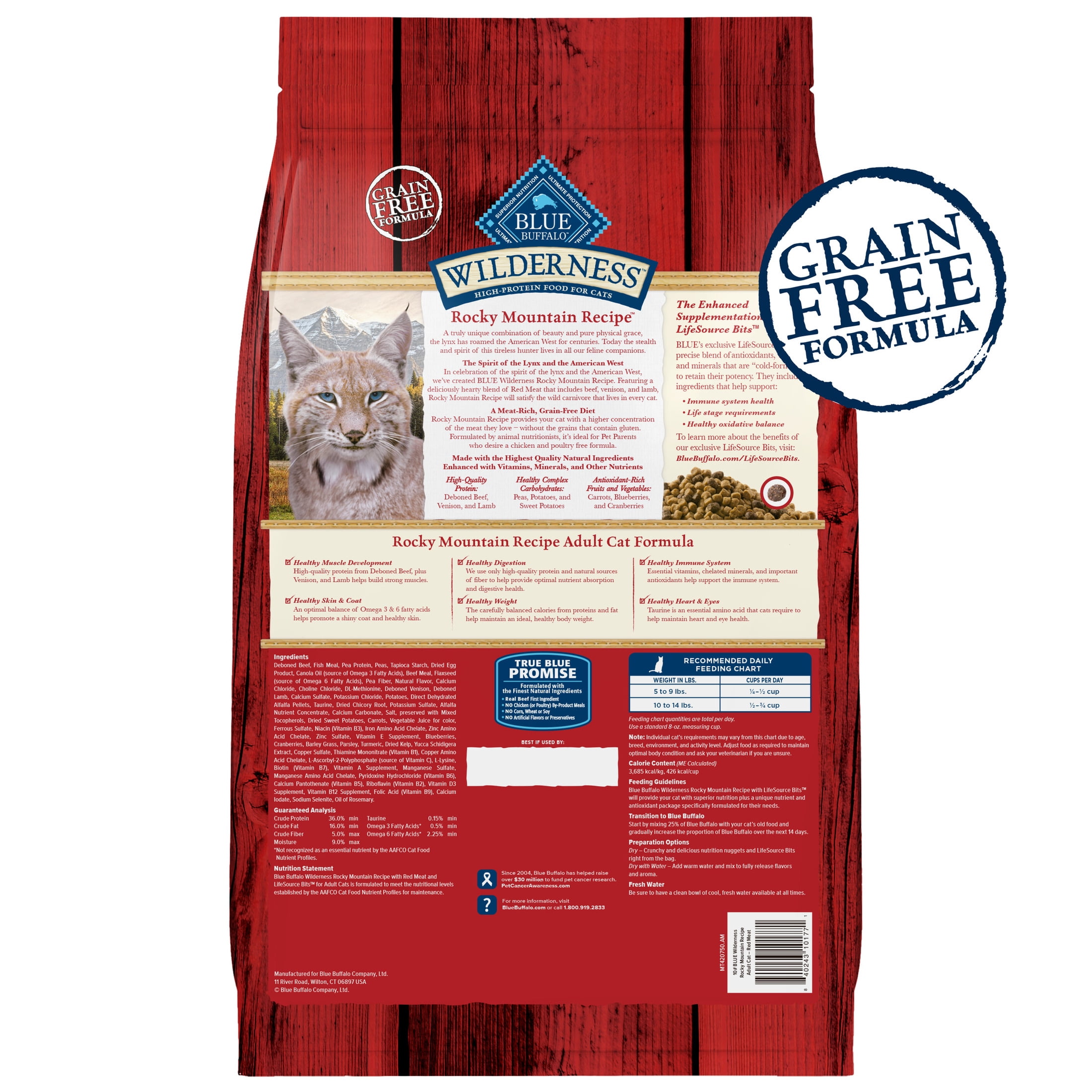 Blue Buffalo Wilderness Natural Dry Cat Food, Rocky Mountain Recipe, Red Meat, 4-lb. Bag