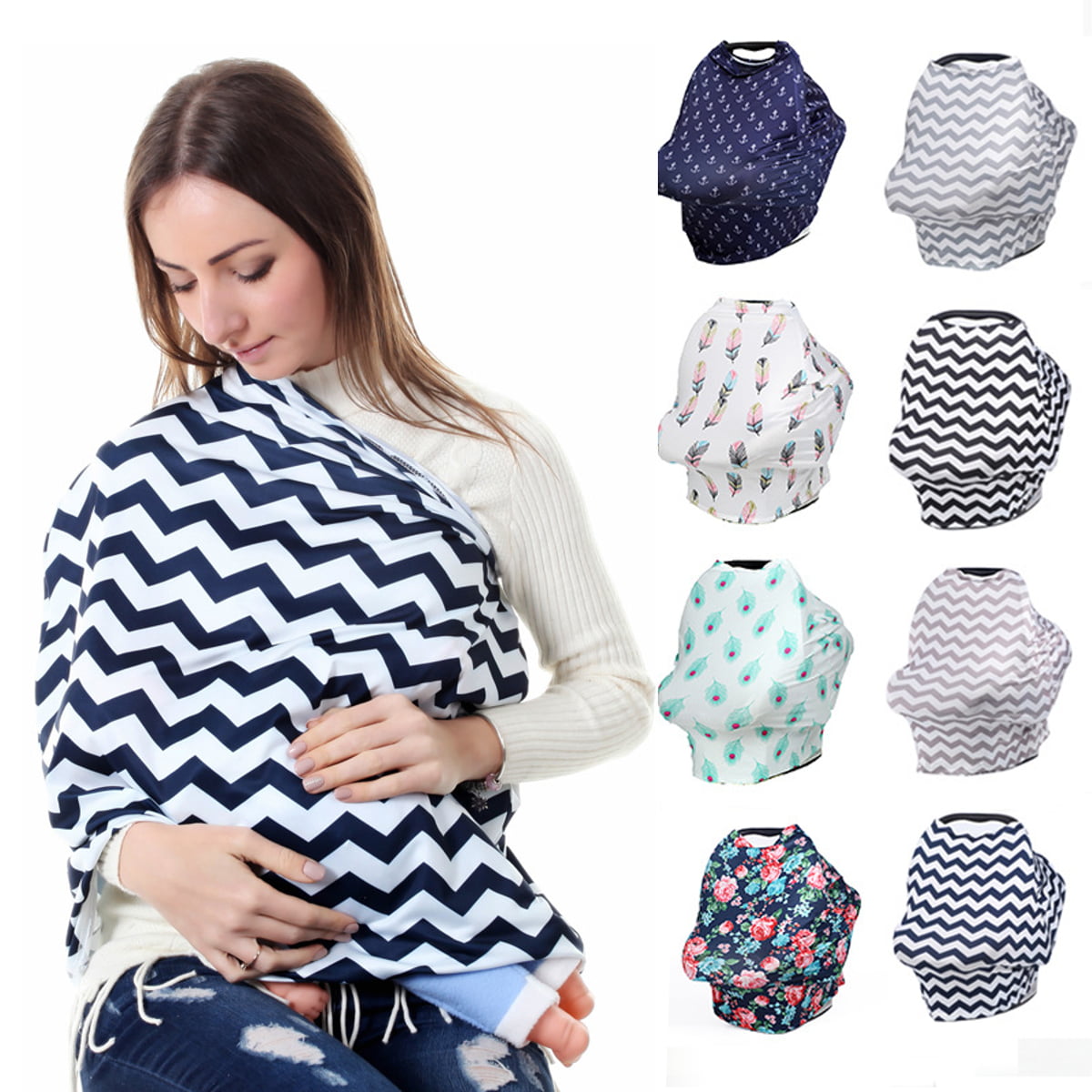 Breastfeeding Scarf with Sewn in Burp Cloth,Multi Use for Baby Car Seat,Covers Light Blanket Stroller Cover Metene Nursing Cover for Breastfeeding Infants