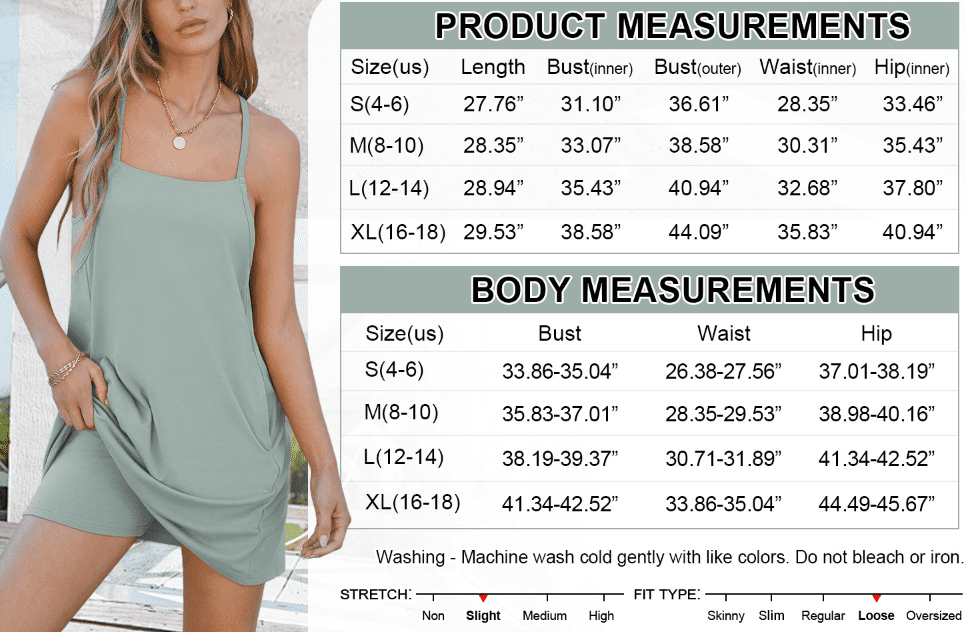 ANRABESS Women's Athletic Dress with Built in Shorts Spaghetti Strap Mini Romper Dress with Pockets, Summer Tennis Workout Dress