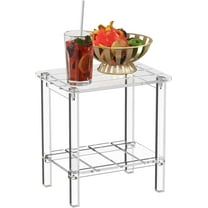 Acrylic Table for Outside, 15.6" L x 11.6" W x 16" H, Clear Outdoor Side Table for Patio, Porch, Pool, Small End Table, Easy Assembly, 2-Tier