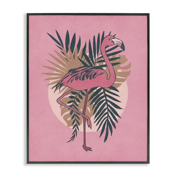 Stupell Industries Pink Retro Flamingo Animals Painting Black Framed Art Print Wall Art, 11 x 14