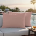 thumbnail image 5 of Lumbar Pillow Covers 12 x 20 Inches, Pink Pure Color Waterproof Throw Pillow Cover Set of 2, Aesthetics Contemporary Luxury Decorative Rectangle Cushion Covers for Patio/Tent/Couch/Garden, 5 of 8