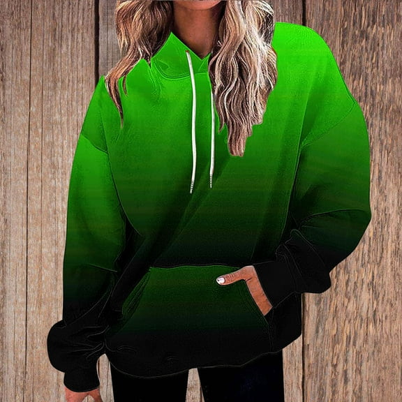 WXLWZYWL Womens Hoodies Neon Print Oversized Sweatshirt Drawstring Hooded Sweatshirt Trendy Oversized Sweater Fall Clothes