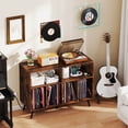 thumbnail image 4 of Costway Record Player Stand with Charging Station Open Shelves & Compartments Raised Legs Brown, 4 of 10