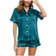 thumbnail image 1 of Neewe 2PC Satin Pajamas Set for Women Button Down Short Sleeve Shirt and Shorts SoftLoungewear Pajama Sets, 1 of 6