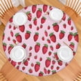 thumbnail image 2 of Strawberry Plants Fruit Dot Pink Pattern Round Fitted Tablecloth with Elastic Edge,Dining Table Cover Waterproof,Outdoor Round Tablecloth for Camping,Dining,Indoor and Outdoor, 2 of 7