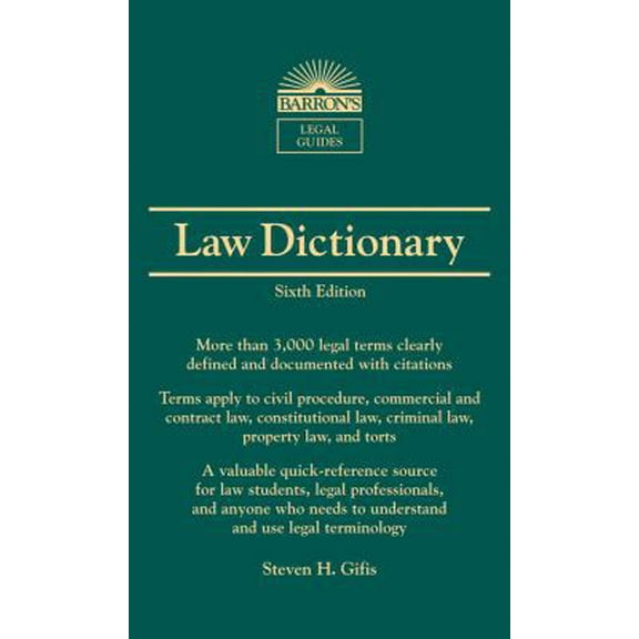 Pre-Owned Barron's Law Dictionary (Paperback) 0764143573 9780764143571