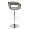 thumbnail image 4 of LumiSource Chrome Metal, Walnut Wood, Grey Fabric Elisa Adjustable Barstool - Set of 2, 4 of 6