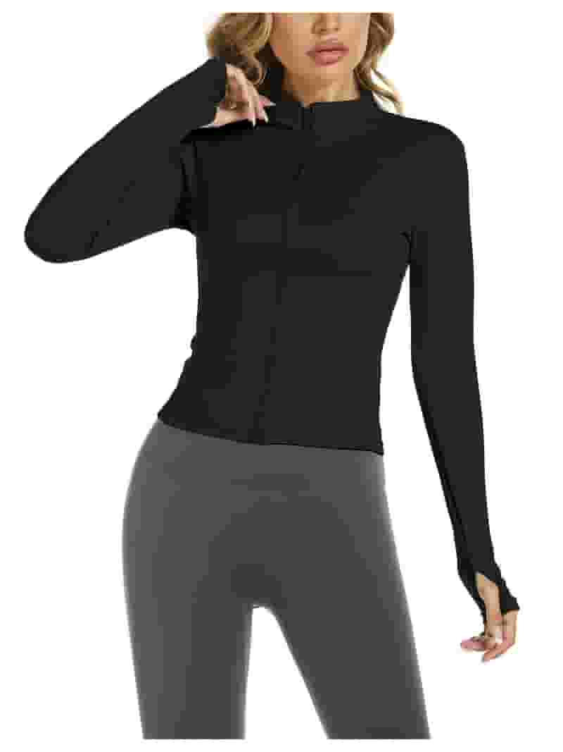 Aoouku Long Sleeve Running Jacket for Women Cropped Tops Aoouku Long Sleeve Running Jacket for Women Cropped Tops