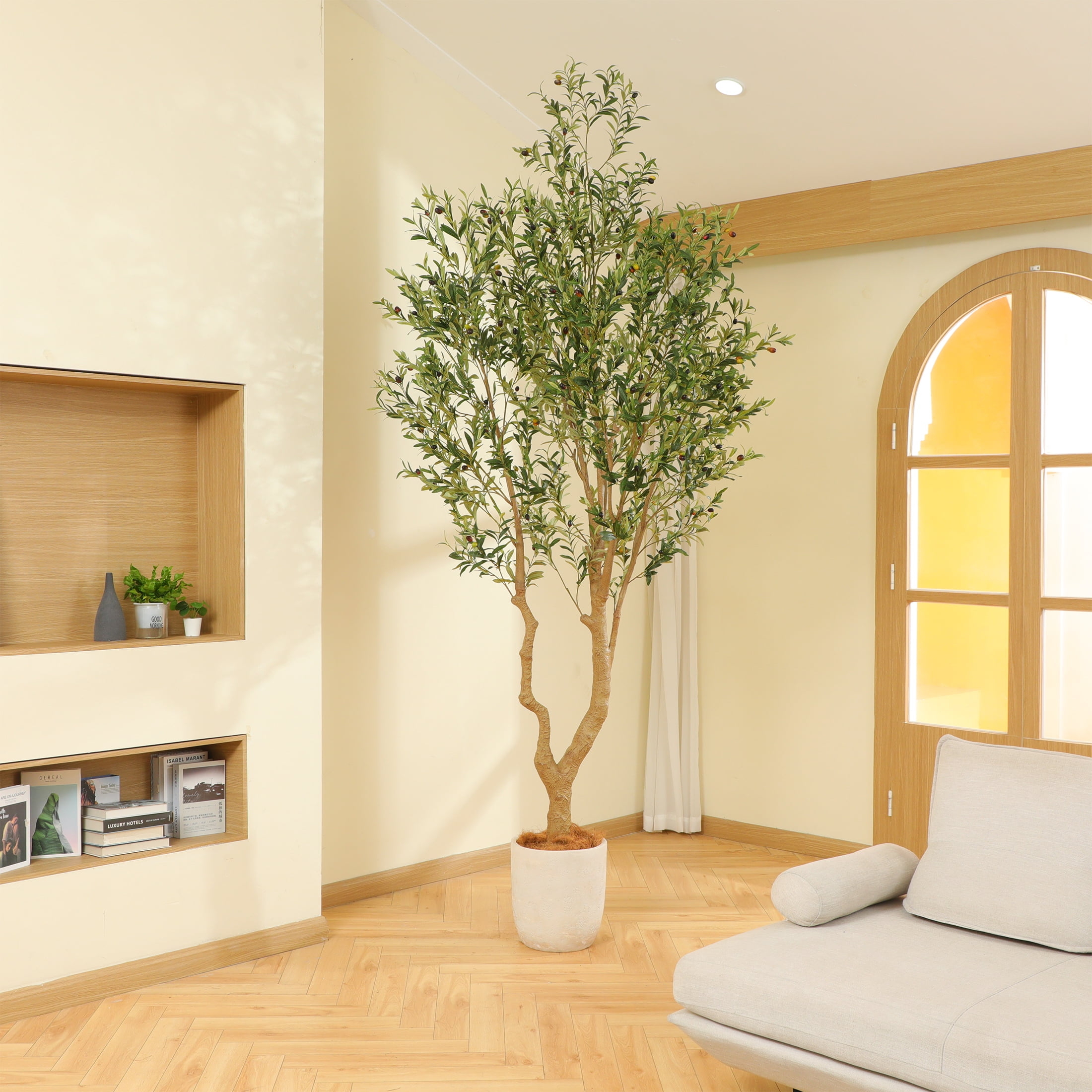 Nafresh 10FT Large and Fuller Style Artificial Olive Tree with Pot - Realistic Faux Olive Plant for Indoor Décor