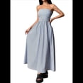 thumbnail image 3 of Vestido Maxi Informal de Verano con Bolsillos, Sin Mangas, con Tirantes y Rayas para Mujer Azul XL, 3 of 9