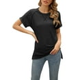 thumbnail image 3 of Franhais Women Casual Style T-shirt, Adults Loose Solid Color Short Sleeve Round Neck Pullover, 3 of 9