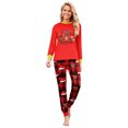 thumbnail image 2 of Matching Family Christmas Pajamas, Red Merry Christmas Print Long Sleeve Tops with Plaid Pants, Holiday Sleepwear for Women Men Family, 2 of 6