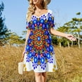 thumbnail image 2 of Blue and Orange Circles Pattern Sleeveless Dress women's summer dresses 2024 luxury woman evening dress, 2 of 6
