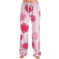 thumbnail image 2 of Women's Drawstring Valentine's Day Printed Casual Pants, Elastic Waist Lounge Pants for Women, Holiday Themed Sleepwear Pajama Pants, Comfortable Fit,Deep Red,S, 2 of 7