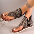 thumbnail image 4 of Women's Clip Toe Flat Sandals Breathable Denim Flip Flops Buckle Studded Open Toe Summer Low Platform Dressy Shoes Brown Size 9.5, 4 of 6