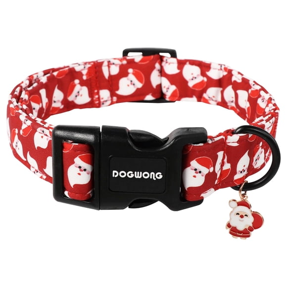 Collar para perro DOGWONG Christmas rojo ajustable, grande, 2,5 cm