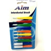 Aim Interdental Brush 10 Count Dental Picks - Pack of 4