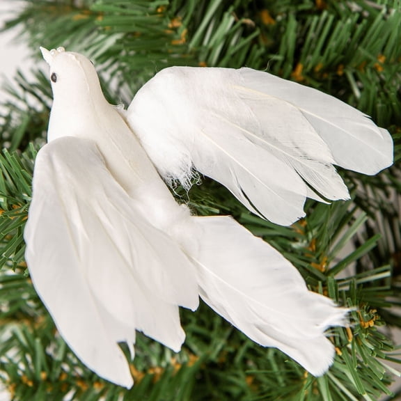 Factory Direct Craft White Flocked Dove Birds for your Home (3 pack)
