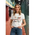 thumbnail image 2 of Merry Christmas Shirts for Women Christmas Elements Graphic T-Shirt Short Sleeve Casual Top, 2 of 6