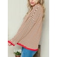 thumbnail image 6 of SHEWIN Women Sweater Stripe Knit Pullover Tops Holiday Jumper Crewneck Sweaters Long Sleeve Casual Knitted Fall Tops, 6 of 9