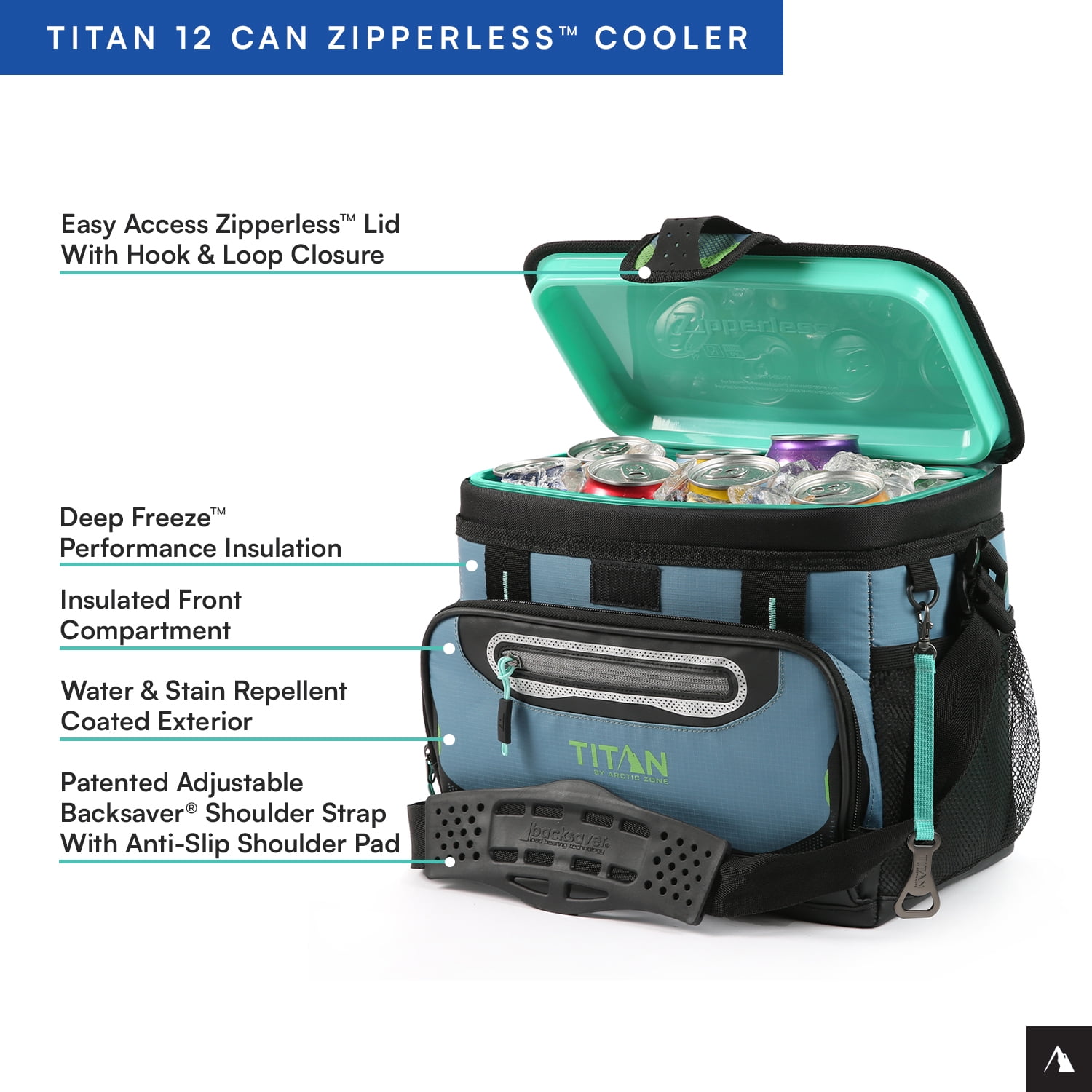 Titan by Arctic Zone Zipperless 12-Can Soft Cooler, 8-Quart, Bali Green