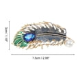 thumbnail image 4 of Unique Bargains 1 Pc Hair Barrettes Feather Hair Clips Gold Tone Blue Green, 4 of 5