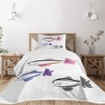 thumbnail image 3 of Ambesonne Fish Quilted Bedspread Set 2 Pcs, Bird Faced Animals Swim, Twin Size, Dried Rose Dimgrey, 3 of 6