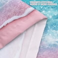 thumbnail image 5 of Beach Ocean Shower Curtains for Bathroom Decor Pink and Blue Seaside Island Coastal Shower Curtain Waterproof Polyester Fabric Shower Curtain Set with Hooks 72x72 in, 5 of 6