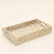 India.Curated. Wooden Tray (Nested) - Set Of 3 Pcs - Distress White