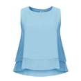 thumbnail image 4 of ICHUANYI Clearance Womens Tank Summer Solid Sleeveless Round Neck Chiffon Double Layer Flared Trendy Casual Blouse Tunic Shirt Tops(Light Blue, S) ICHUANYI WER2023081507868, 4 of 7