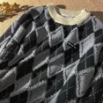 thumbnail image 3 of Suéter de punto para hombre, jerseys masculinos empalmados, ropa para hombre, icono a cuadros, rombos, estilo coreano, cálido, tendencia 2024, holgado, grueso, invierno, algodón X, 3 of 5