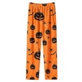 thumbnail image 3 of Women's Halloween Pajama Pants Elastic Waist Loose Fit Lounge Bottoms Soft Lightweight Sleepwear with Pumpkin Bat Spiderweb Print Casual Comfy PJs for Fall, 3 of 5