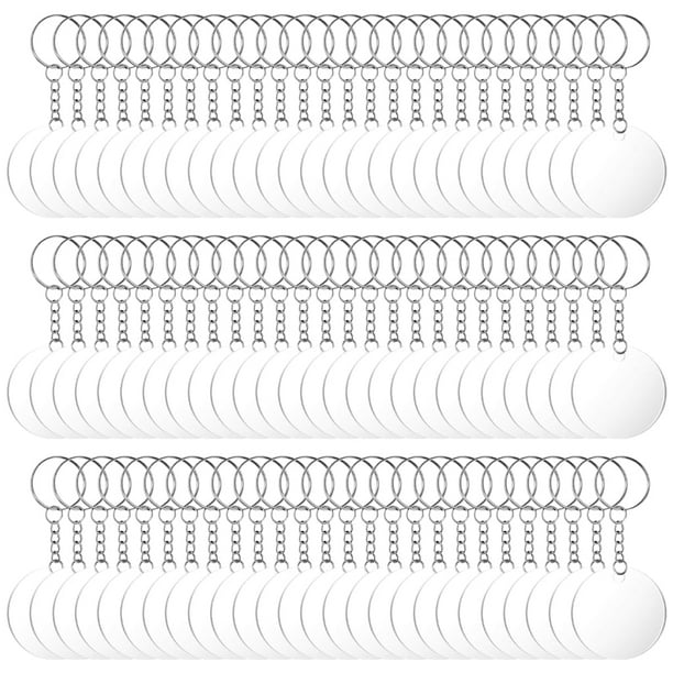 Juego de 96 discos circulares transparentes de acrílico para llaveros, llaveros redondos de acrílico transparente en blanco para bricolaje (transparentes)