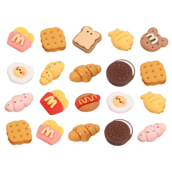 Uxcell Dollhouse Miniature Food, Cute Mixed Fried Egg Sausage Figures Toys Mini Resin Foods for Pretend Play Kitchen Cooking Game & Doll House Decor (Mixing Colors, 20pcs)