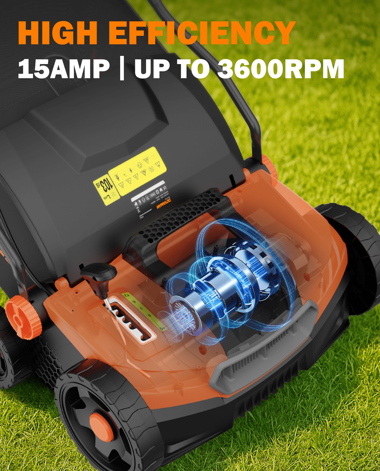DOVAMAN Electric Lawn Dethatcher & Scarifier, 16-Inch 15A 2-in-1 Corded Tool with 5-Position Depth Adjustment and 12-Gal Collection Bag