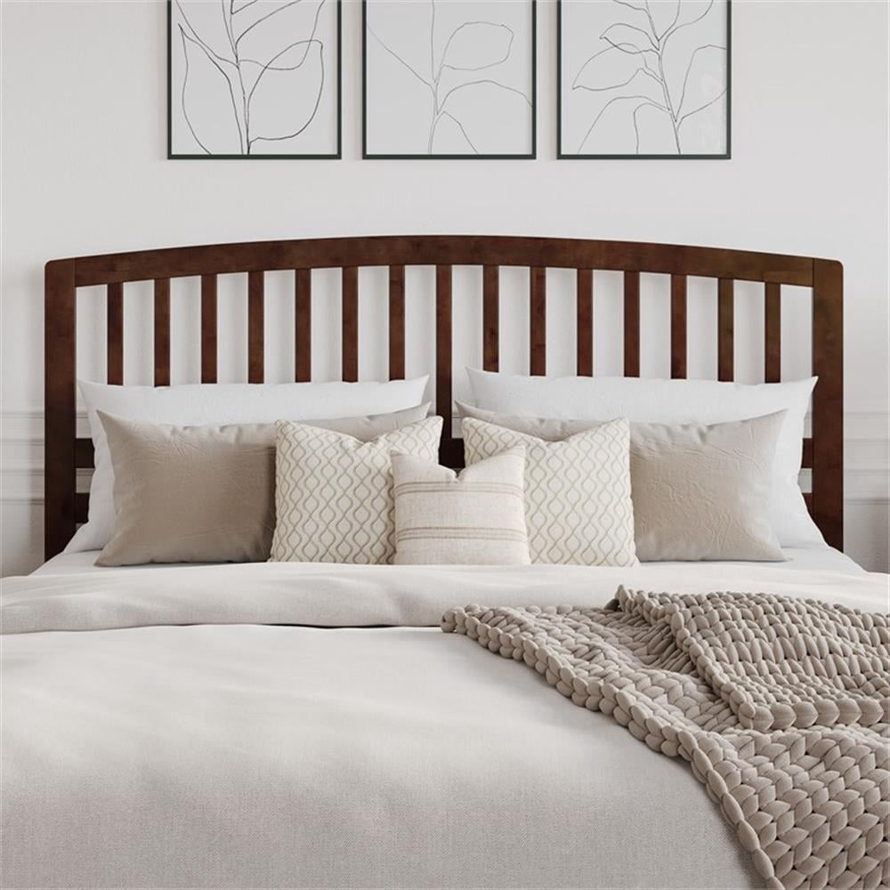 Pemberly Row Contemporary Mission-Inspired King Wood Headboard in Walnut