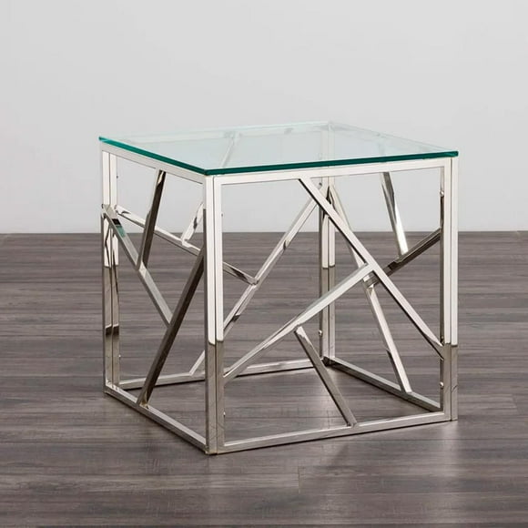 Heavenly Collection | Table d'appoint cubique argentée pour chambre et salon