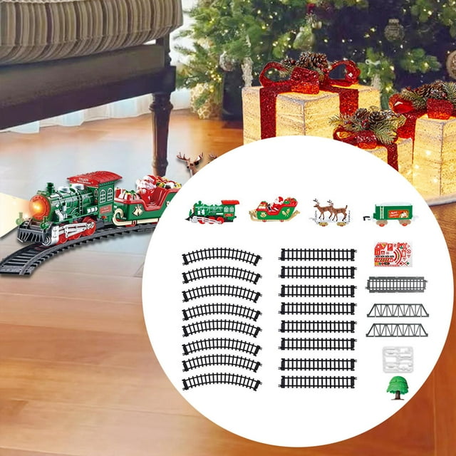 Juego de tren eléctrico, juego de tren navideño, pistas realistas, tren navideño clásico, juguete eléctrico para niños de 3, 4, 5 y 6 años, regalos