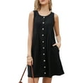 thumbnail image 2 of INSPIRE CHIC Women's Shift Dress Sleeveless Summer Casual Tunic Tank Dresses M Black, 2 of 6