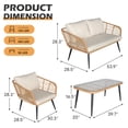 thumbnail image 4 of Tappio 4-Piece Rattan Patio Furniture Set, Outdoor Wicker Conversation Set with Tempered Glass Table, Beige, 4 of 7
